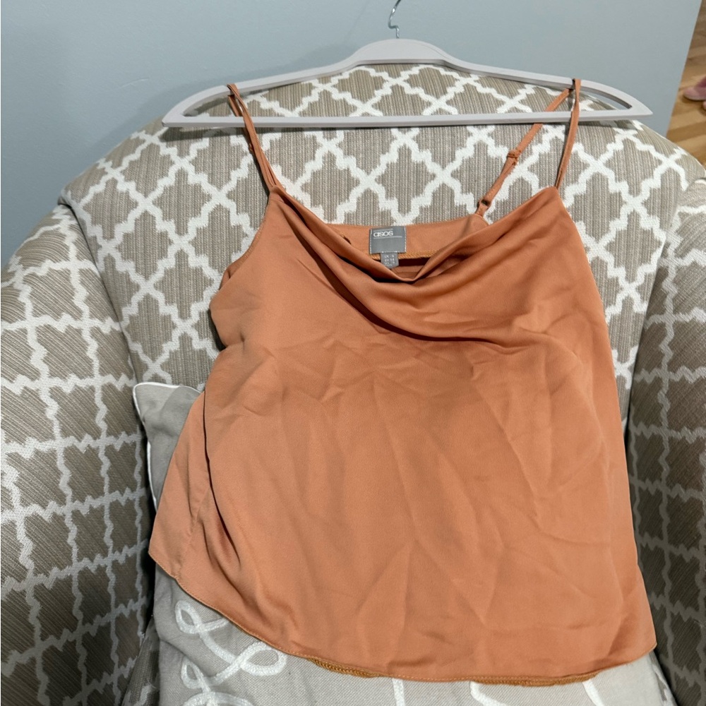ASOS  Women's Orange Cowl Neck Top size 2